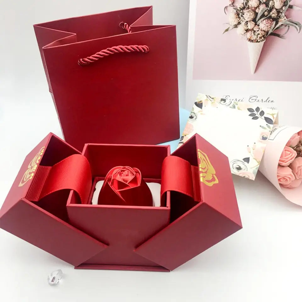 CAJA DE ROSA PARA JOYERIA