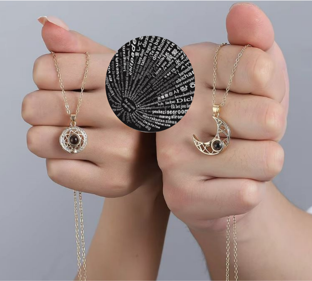 Collares Sol y Luna Proyectan Te amo 100 idiomas