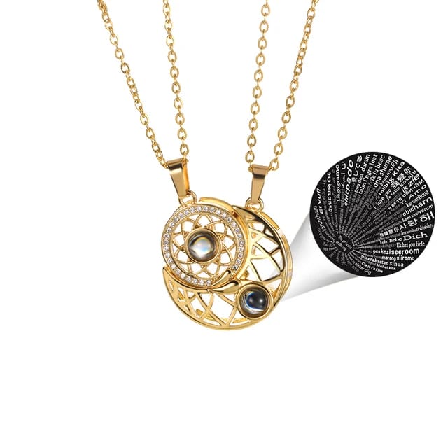 Collares Sol y Luna Proyectan Te amo 100 idiomas