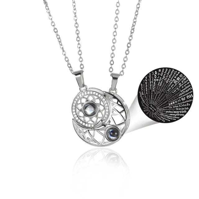 Collares Sol y Luna Proyectan Te amo 100 idiomas