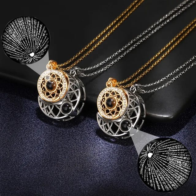 Collares Sol y Luna Proyectan Te amo 100 idiomas